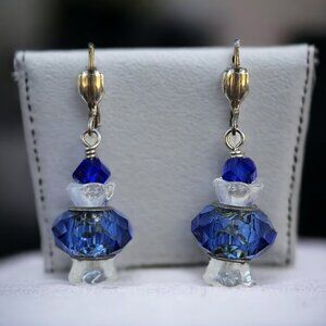 Blue Crystal Earrings with Czech Accents